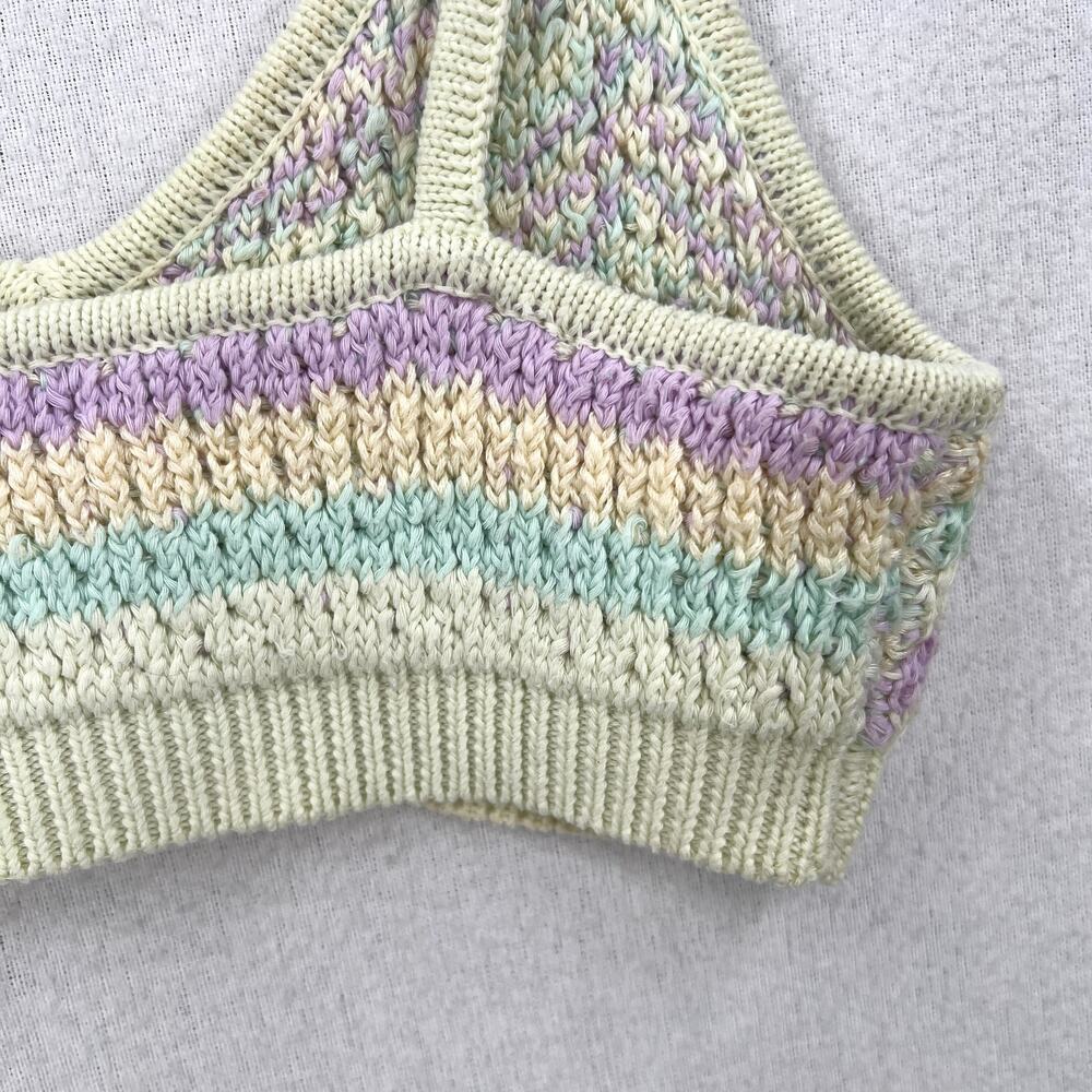 FOR LOVE AND LEMONS Corinna Bralette Womens Small Mint Sweater Knit Crop Chevron - Picture 12 of 16